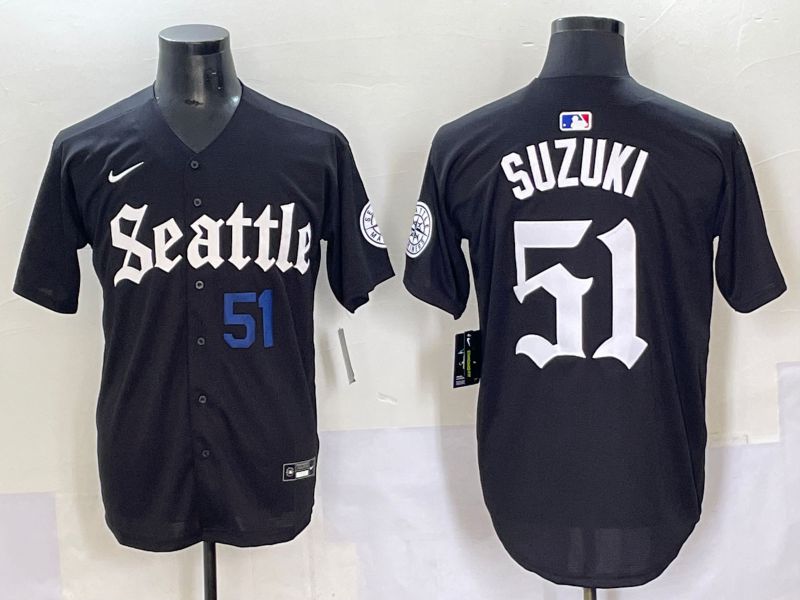 Men 2025 Seattle Mariners #51 Suzuki Five generations Joint Name Nike MLB Jersey style 4
